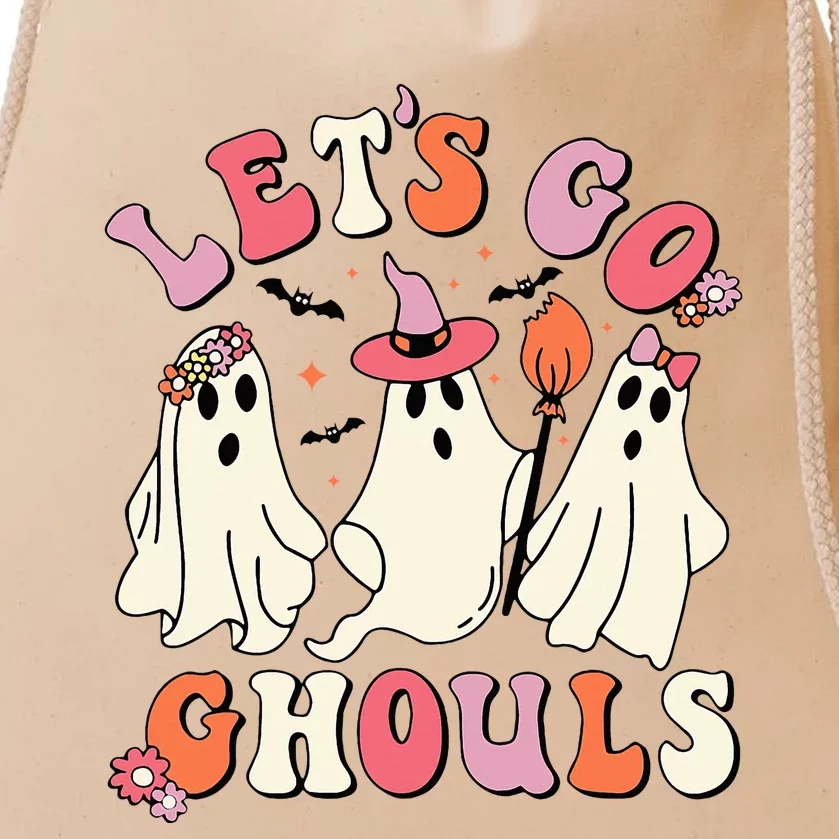 Let's Go Ghouls Funny Spooky Ghost Halloween Drawstring Bag