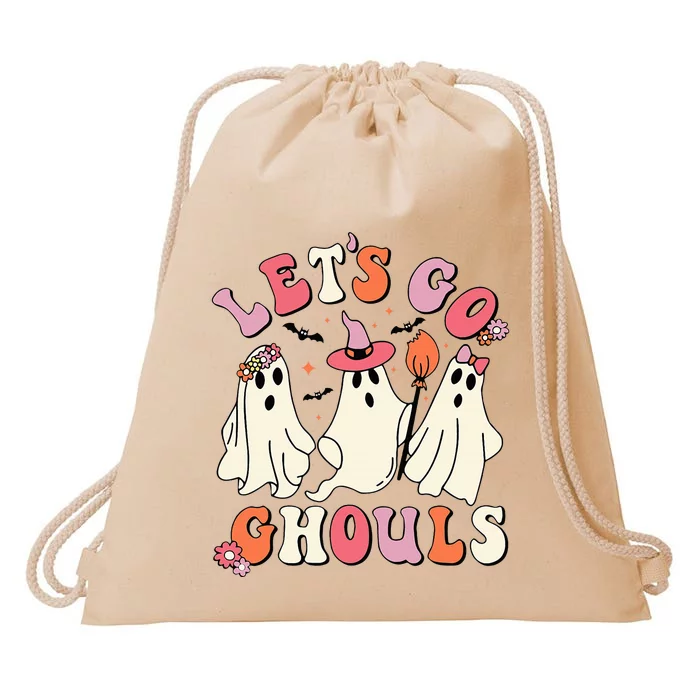 Let's Go Ghouls Funny Spooky Ghost Halloween Drawstring Bag