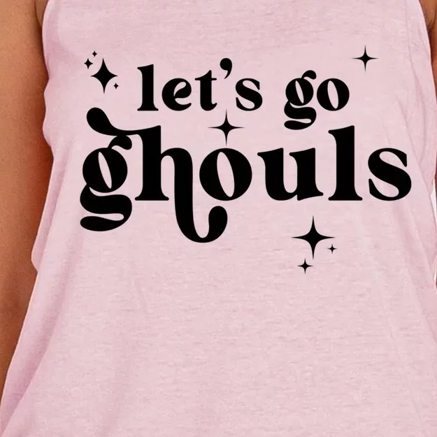 Lets Go Ghouls Halloween Graphic Design Gift Women's Knotted Racerback Tank