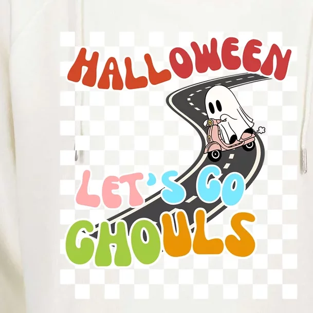 Lets Go Ghouls Halloween Haunted Night Squad Funny Gift Womens Funnel Neck Pullover Hood