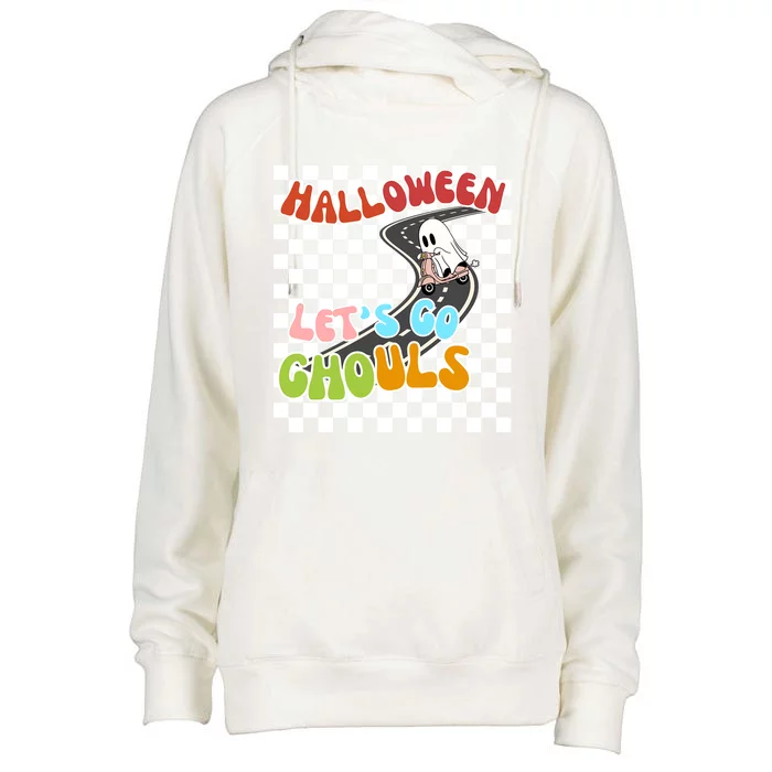 Lets Go Ghouls Halloween Haunted Night Squad Funny Gift Womens Funnel Neck Pullover Hood