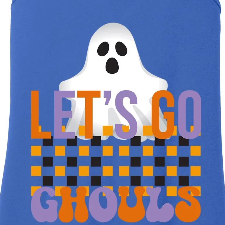 Lets Go Ghouls Outfit Costume Retro Groovy Halloween Ghost Great Gift Ladies Essential Tank