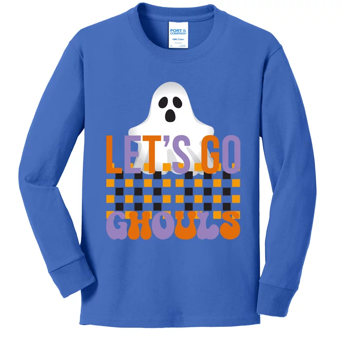 Lets Go Ghouls Outfit Costume Retro Groovy Halloween Ghost Great Gift Kids Long Sleeve Shirt