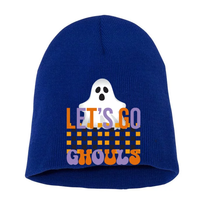 Lets Go Ghouls Outfit Costume Retro Groovy Halloween Ghost Great Gift Short Acrylic Beanie