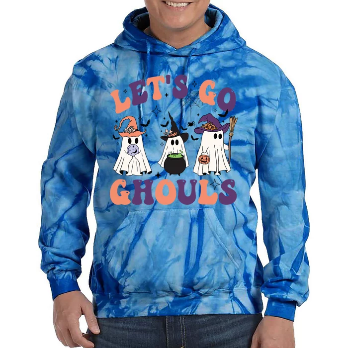 Lets Go Ghouls Funny Groovy Halloween Ghost Gift Tie Dye Hoodie