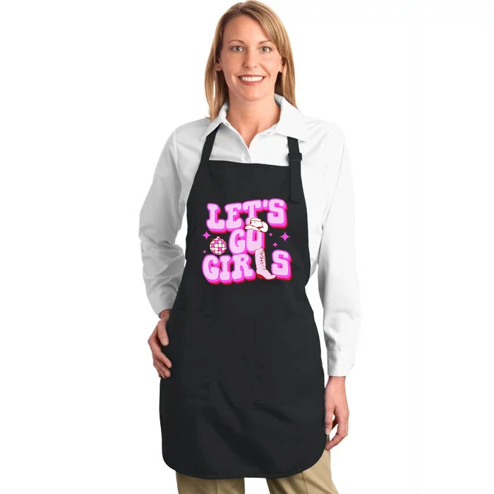 Lets Go Girls Cowgirl Boot Country Western Southern Cowgirl Full-Length Apron With Pocket