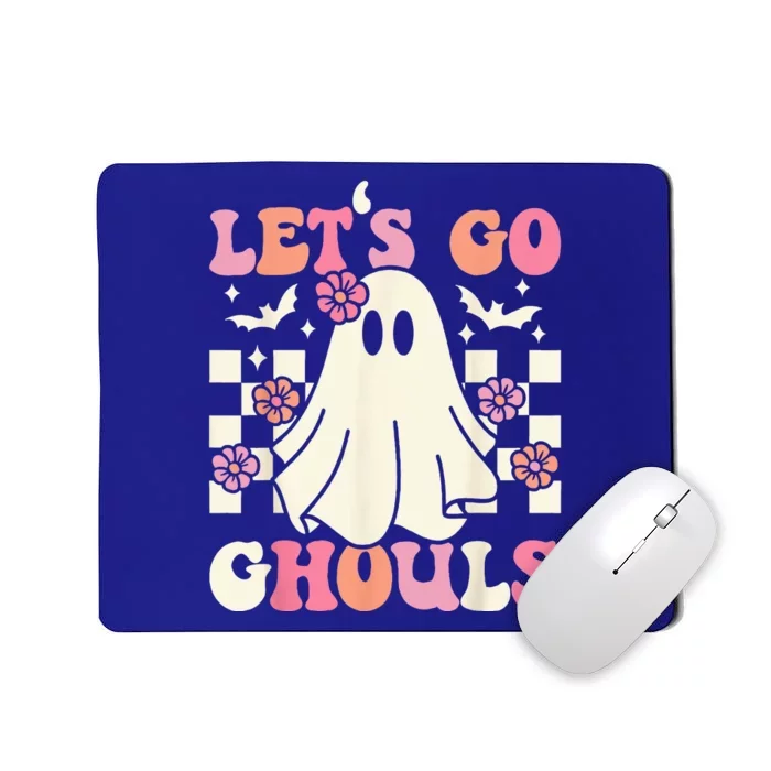 Lets Go Ghouls Halloween Ghost Costume Retro Groovy Mousepad