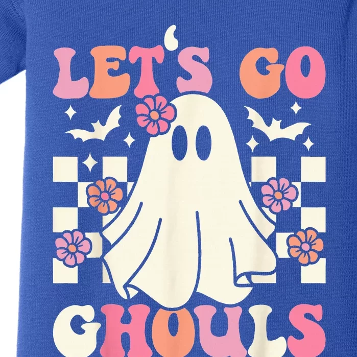 Lets Go Ghouls Halloween Ghost Costume Retro Groovy Baby Bodysuit