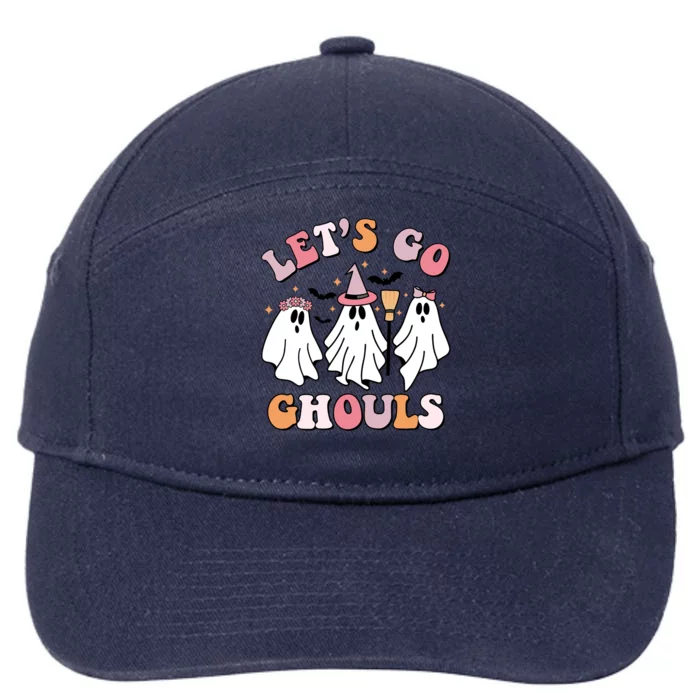 Lets Go Ghouls Retro Groovy Halloween Ghost Costume Gift 7-Panel Snapback Hat