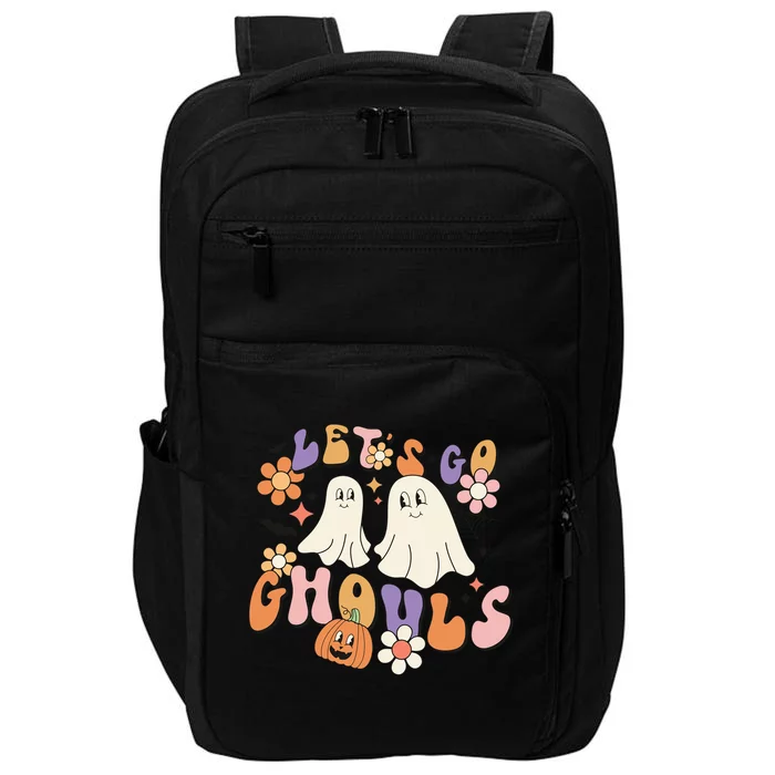 Lets Go Ghouls Retro Groovy Halloween Ghost Pumpkin Season Gift Impact Tech Backpack