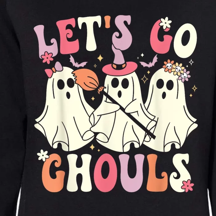 Lets Go Ghouls Halloween Ghost Costume Retro Groovy Womens California Wash Sweatshirt