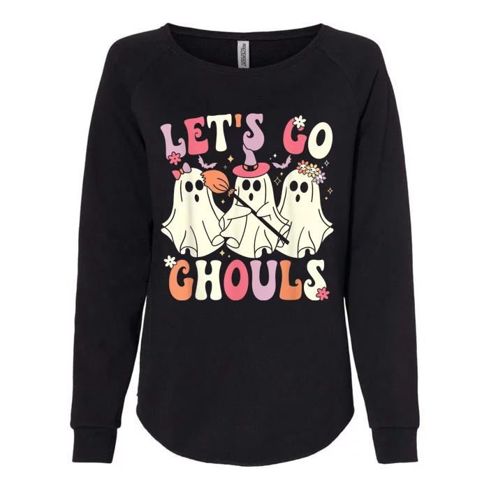 Lets Go Ghouls Halloween Ghost Costume Retro Groovy Womens California Wash Sweatshirt