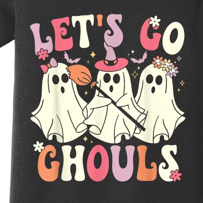 Lets Go Ghouls Halloween Ghost Costume Retro Groovy Baby Bodysuit