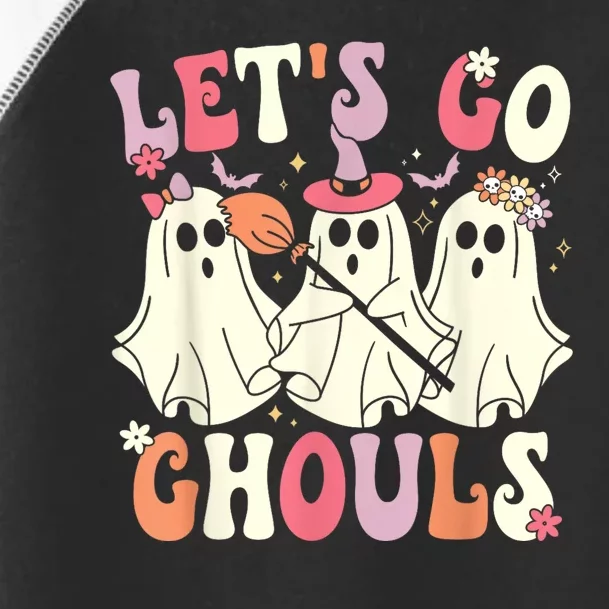 Lets Go Ghouls Halloween Ghost Costume Retro Groovy Toddler Fine Jersey T-Shirt