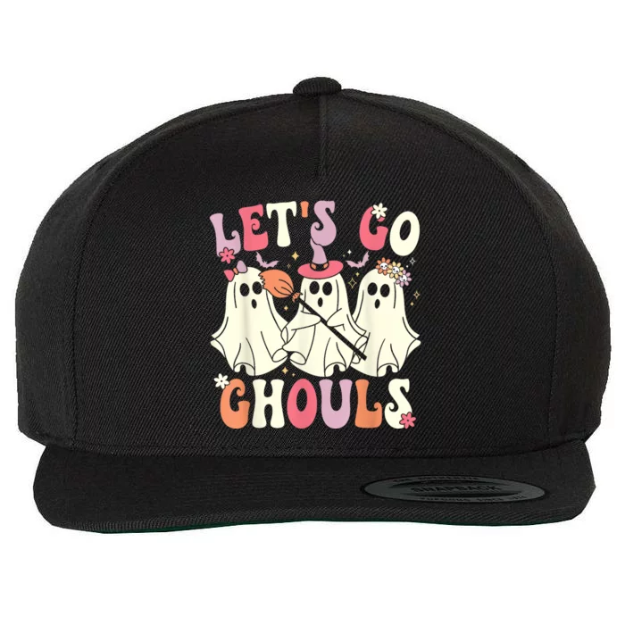 Lets Go Ghouls Halloween Ghost Costume Retro Groovy Wool Snapback Cap