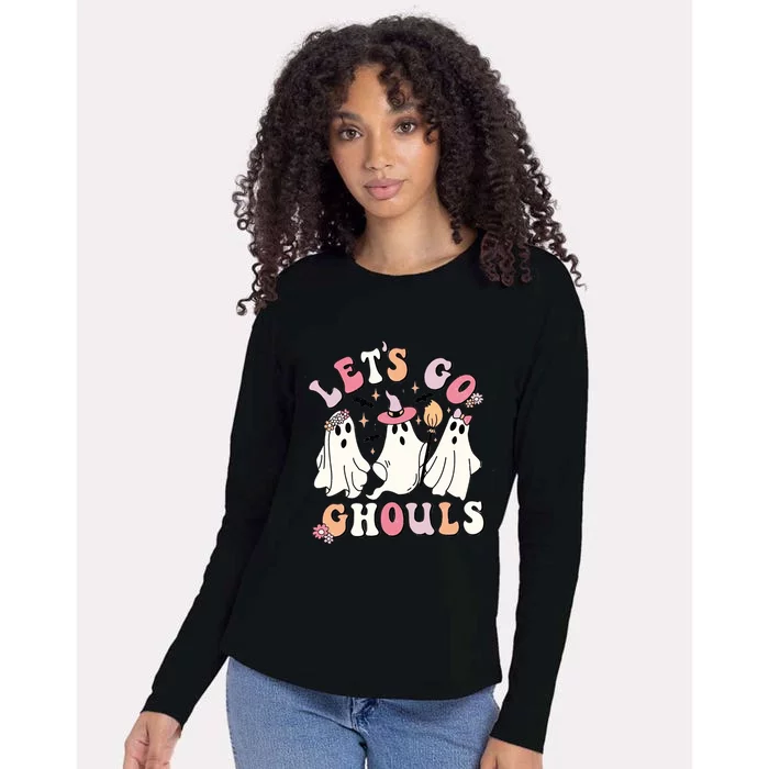 Lets Go Ghouls Groovy Retro Spooky Season Great Gift Womens Cotton Relaxed Long Sleeve T-Shirt