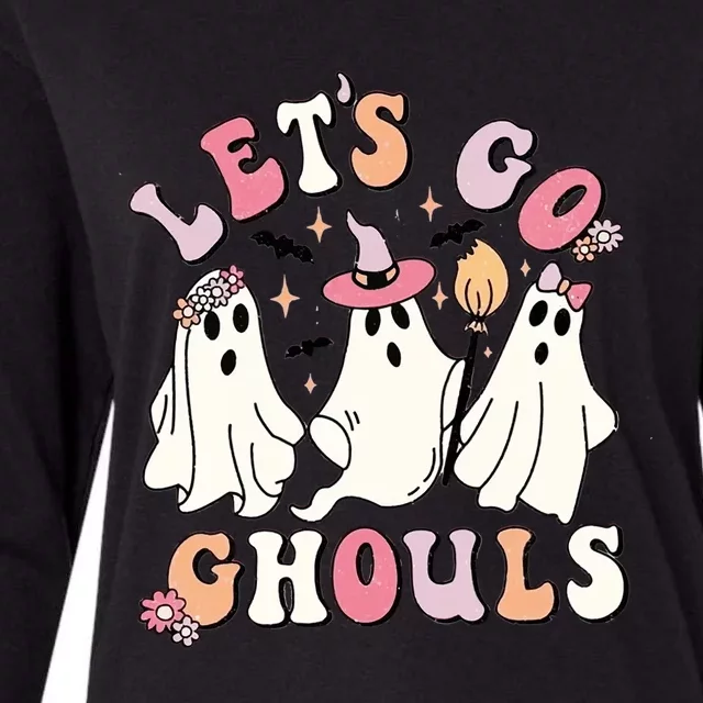 Lets Go Ghouls Groovy Retro Spooky Season Great Gift Womens Cotton Relaxed Long Sleeve T-Shirt