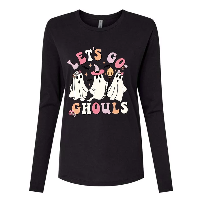 Lets Go Ghouls Groovy Retro Spooky Season Great Gift Womens Cotton Relaxed Long Sleeve T-Shirt