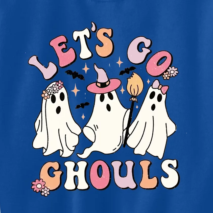 Lets Go Ghouls Groovy Retro Spooky Season Great Gift Kids Sweatshirt