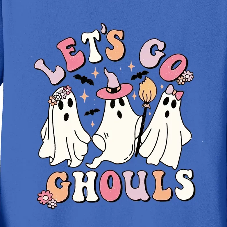 Lets Go Ghouls Groovy Retro Spooky Season Great Gift Kids Long Sleeve Shirt