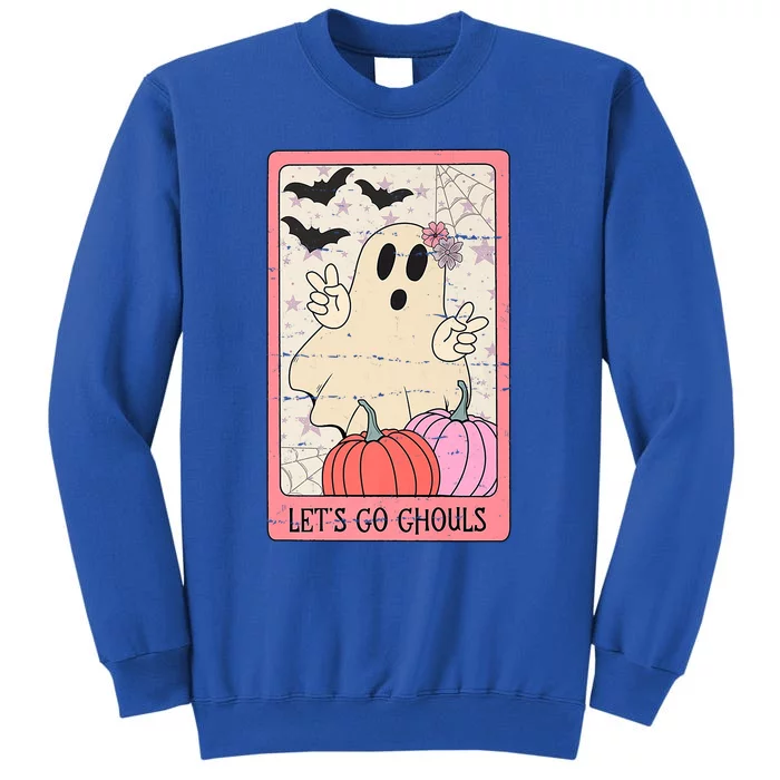 Lets Go Ghouls Retro Halloween Tarot Card Funny Ghost Cute Gift Sweatshirt