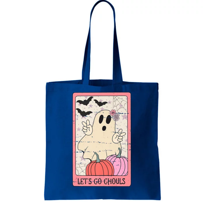 Lets Go Ghouls Retro Halloween Tarot Card Funny Ghost Cute Gift Tote Bag