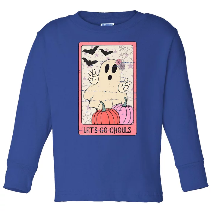 Lets Go Ghouls Retro Halloween Tarot Card Funny Ghost Cute Gift Toddler Long Sleeve Shirt