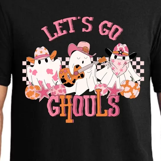 Lets Go Ghouls Western Halloween Ghost Outfit Costume Retro Funny Gift Pajama Set