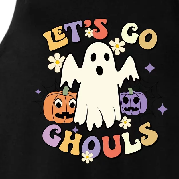 Lets Go Ghouls Halloween Groovy Style Ghost Pumpkin Gift Ladies Tri-Blend Wicking Tank