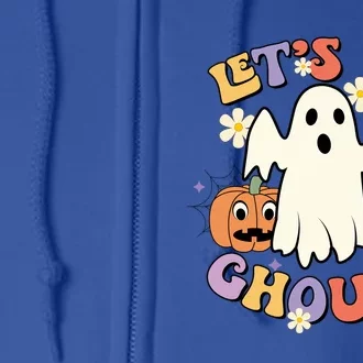 Lets Go Ghouls Halloween Groovy Style Ghost Pumpkin Gift Full Zip Hoodie