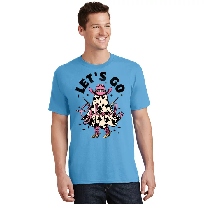 Lets Go Ghouls Halloween Spooky Cow Retro Ghost Gift T-Shirt