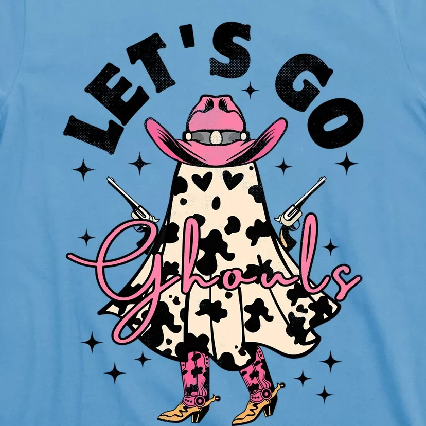 Lets Go Ghouls Halloween Spooky Cow Retro Ghost Gift T-Shirt