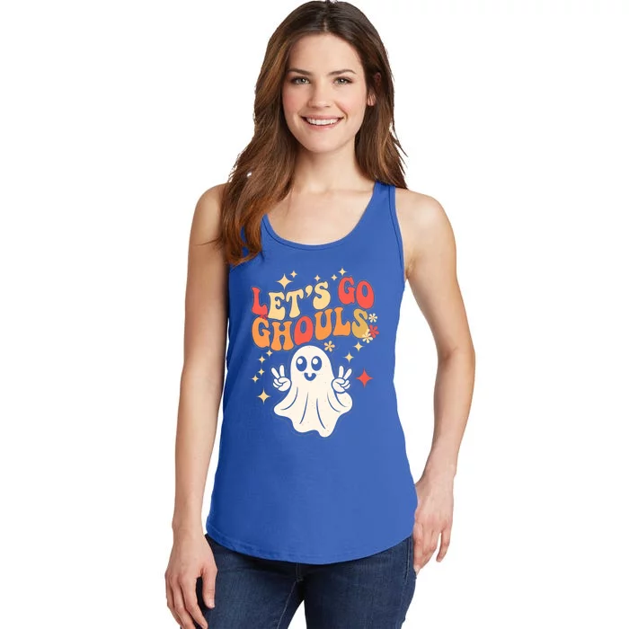 Lets Go Ghouls Ghost Halloween Spooky Retro Costume Cool Gift Ladies Essential Tank