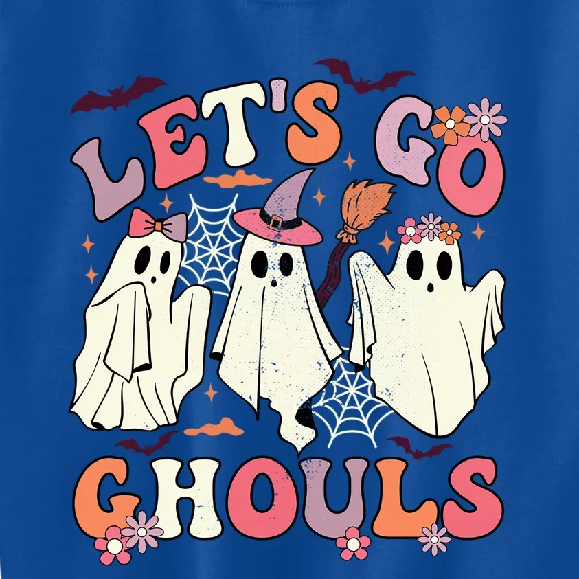 Lets Go Ghouls Halloween Spooky Season Retro Ghost Costume Gift Kids Sweatshirt