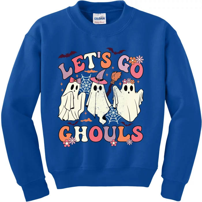 Lets Go Ghouls Halloween Spooky Season Retro Ghost Costume Gift Kids Sweatshirt