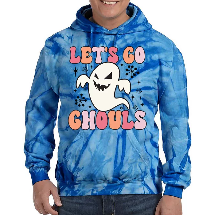 Lets Go Ghouls Retro Halloween Ghost Gift Tie Dye Hoodie