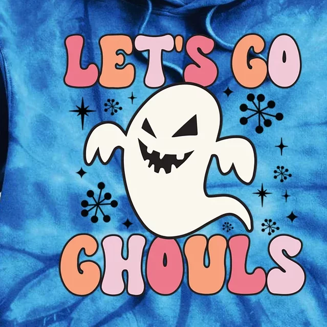 Lets Go Ghouls Retro Halloween Ghost Gift Tie Dye Hoodie