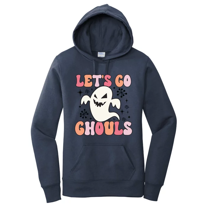 Lets Go Ghouls Retro Halloween Ghost Gift Women's Pullover Hoodie