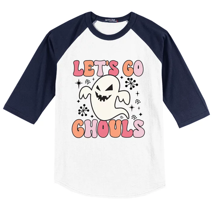 Lets Go Ghouls Retro Halloween Ghost Gift Baseball Sleeve Shirt