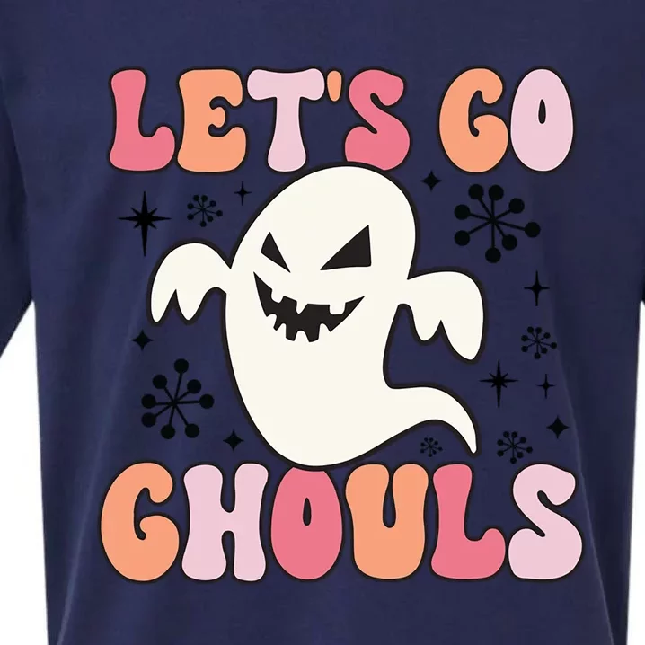 Lets Go Ghouls Retro Halloween Ghost Gift Sueded Cloud Jersey T-Shirt