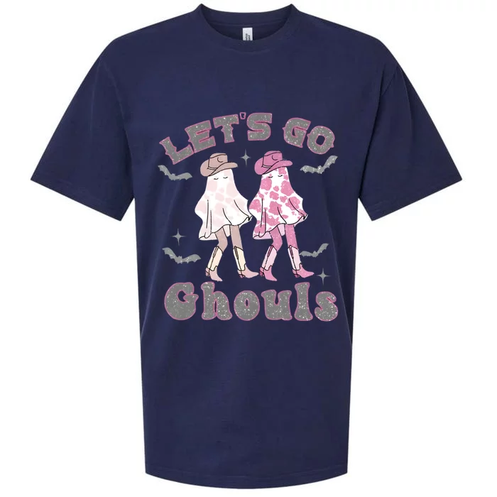 Lets Go Ghouls Witch Ghost Halloween Spooky Season Cow Gift Sueded Cloud Jersey T-Shirt