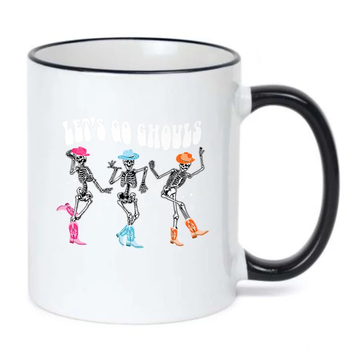 Lets Go Ghouls Skeleton Dance Retro Halloween Scary Horror Gift Black Color Changing Mug