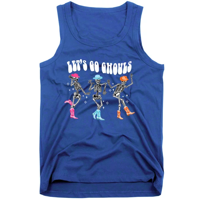 Lets Go Ghouls Skeleton Dance Retro Halloween Scary Horror Gift Tank Top