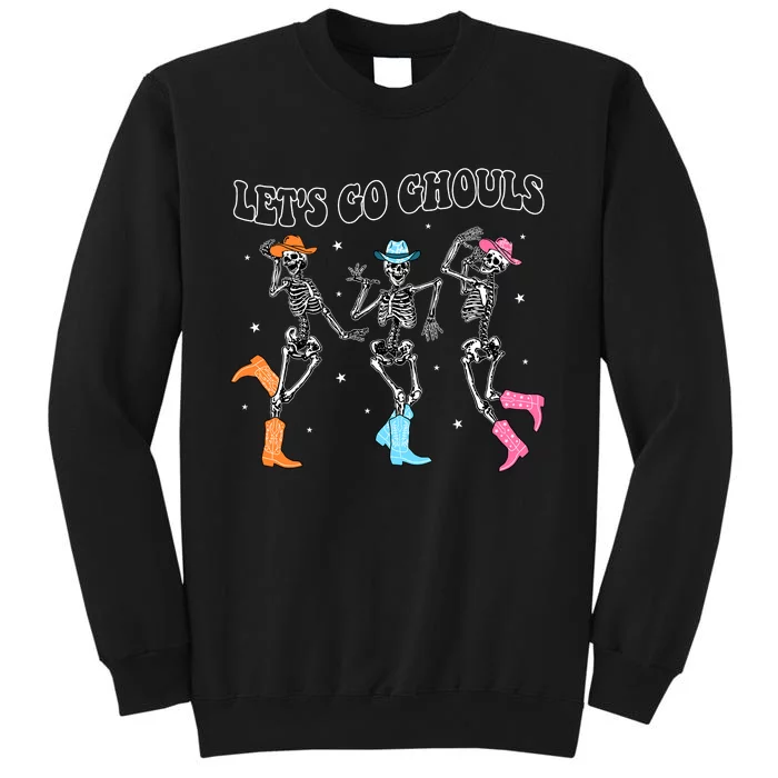 LetS Go Ghouls Dancing Skeleton Cowboy Western Halloween Sweatshirt