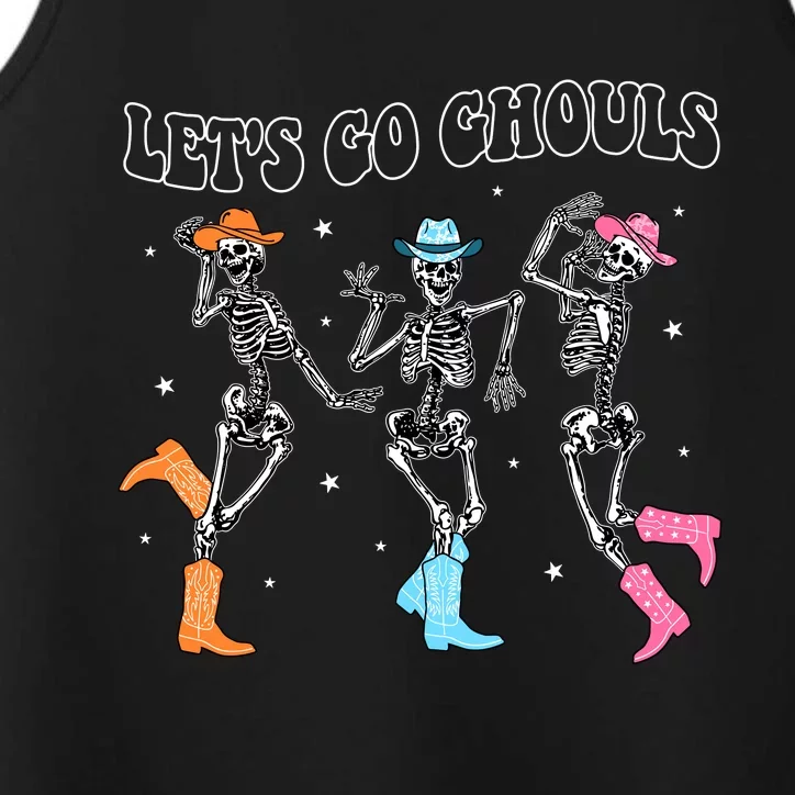 LetS Go Ghouls Dancing Skeleton Cowboy Western Halloween Performance Tank