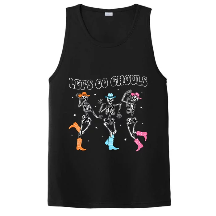 LetS Go Ghouls Dancing Skeleton Cowboy Western Halloween Performance Tank