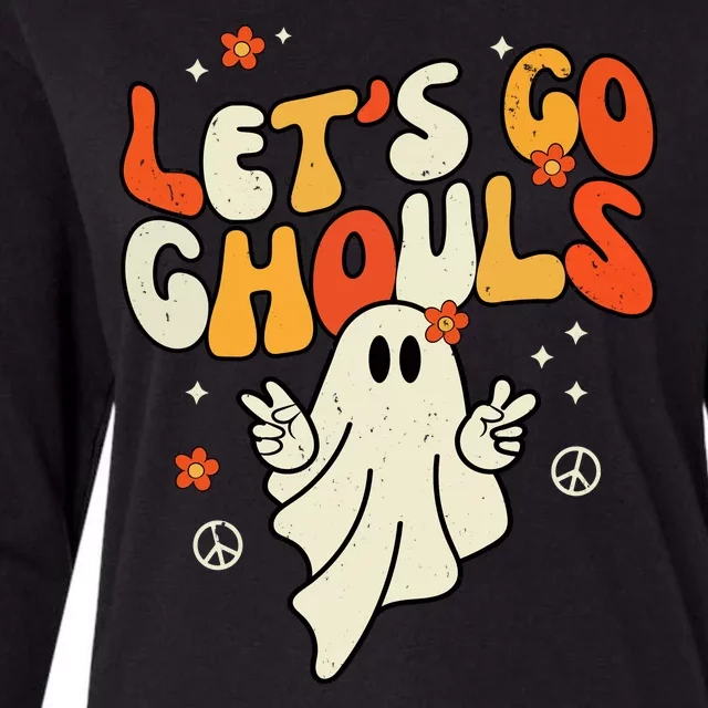 Lets Go Ghouls Ghost Retro Halloween Costume Womens Cotton Relaxed Long Sleeve T-Shirt