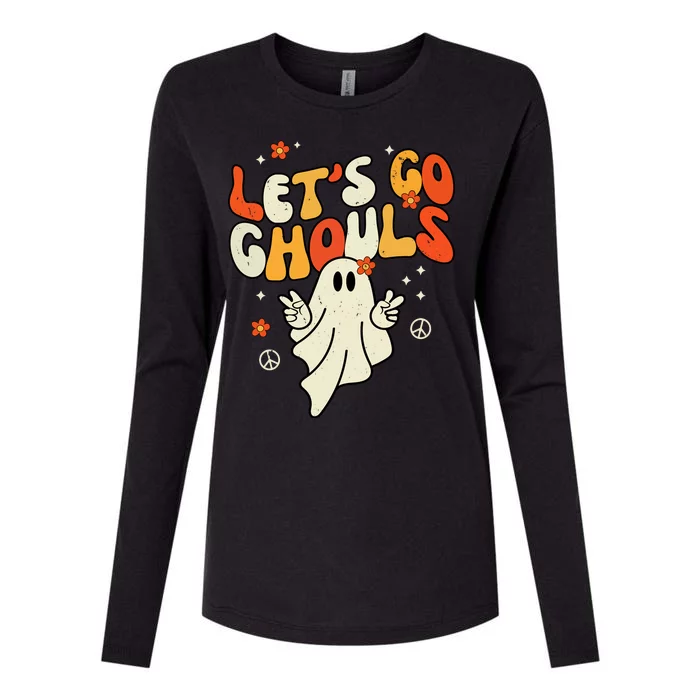 Lets Go Ghouls Ghost Retro Halloween Costume Womens Cotton Relaxed Long Sleeve T-Shirt