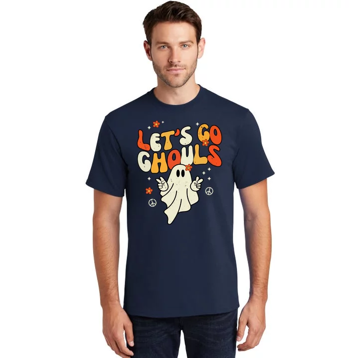 Lets Go Ghouls Ghost Retro Halloween Costume Tall T-Shirt