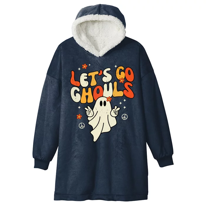 Lets Go Ghouls Ghost Retro Halloween Costume Hooded Wearable Blanket